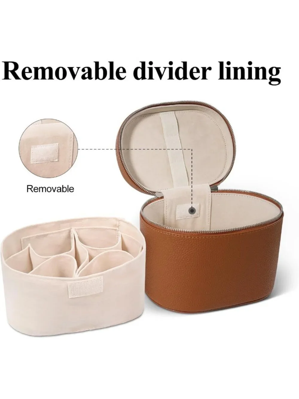 Portable Makeup Bag with Compartments & Handle | Travel Cosmetic Organizer for